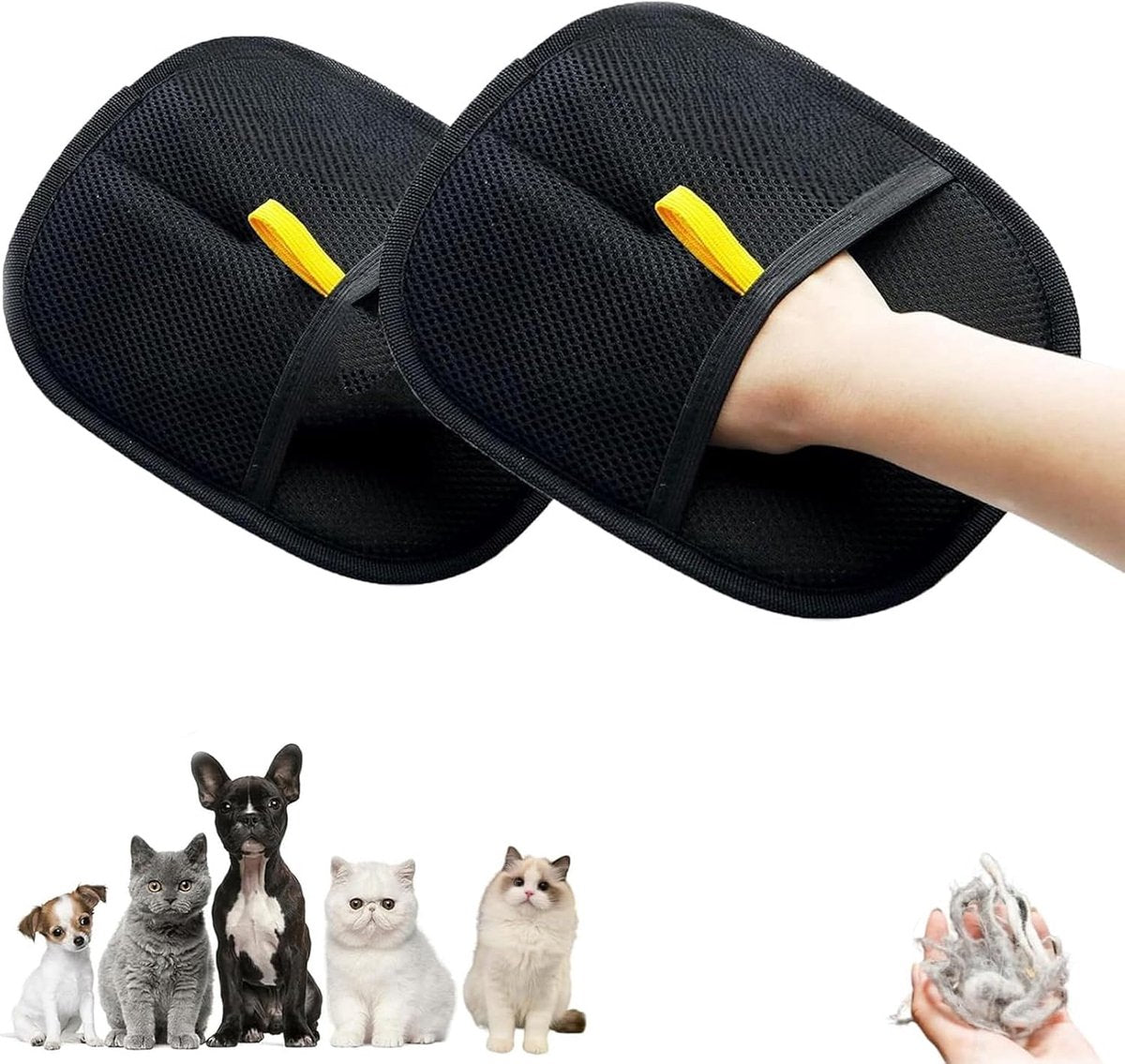 Dubbelzijdige huisdier-verzorgings-handschoen voor het borstelen van honden, katten en konijnen (1-3 stuks verkrijgbaar)